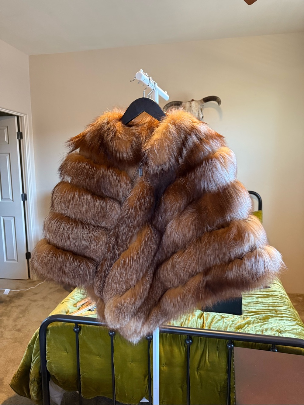 Red Fox real fur coat and leather poncho